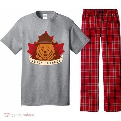 Welcome To Canada Maple Leaf Bear Pajama Set