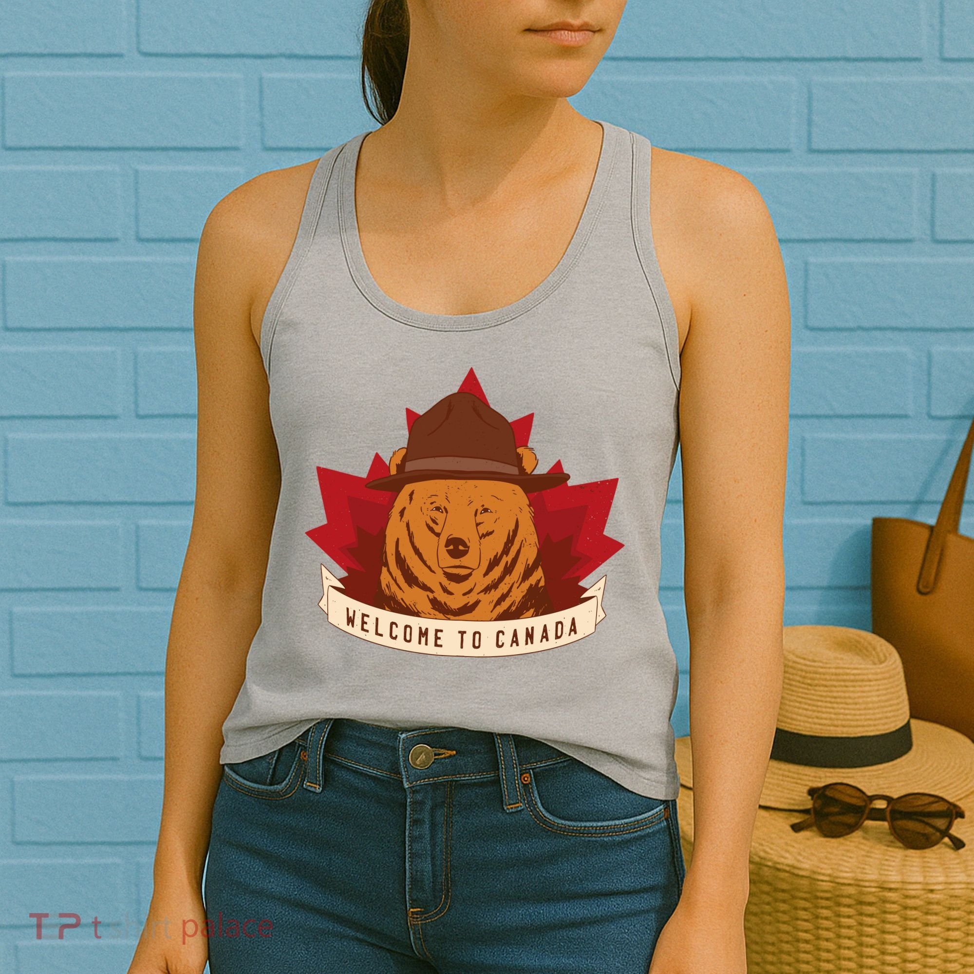 Welcome To Canada Maple Leaf Bear Women's Tank Top