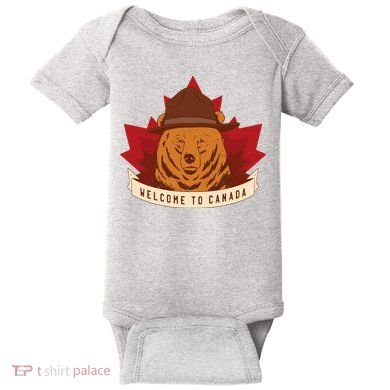 Welcome To Canada Maple Leaf Bear Baby Bodysuit