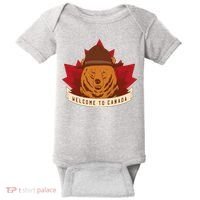 Welcome To Canada Maple Leaf Bear Baby Bodysuit thumb 0