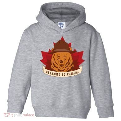 Welcome To Canada Maple Leaf Bear Toddler Hoodie