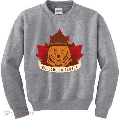 Welcome To Canada Maple Leaf Bear Kids Sweatshirt