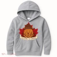 Welcome To Canada Maple Leaf Bear Kids Hoodie thumb 0