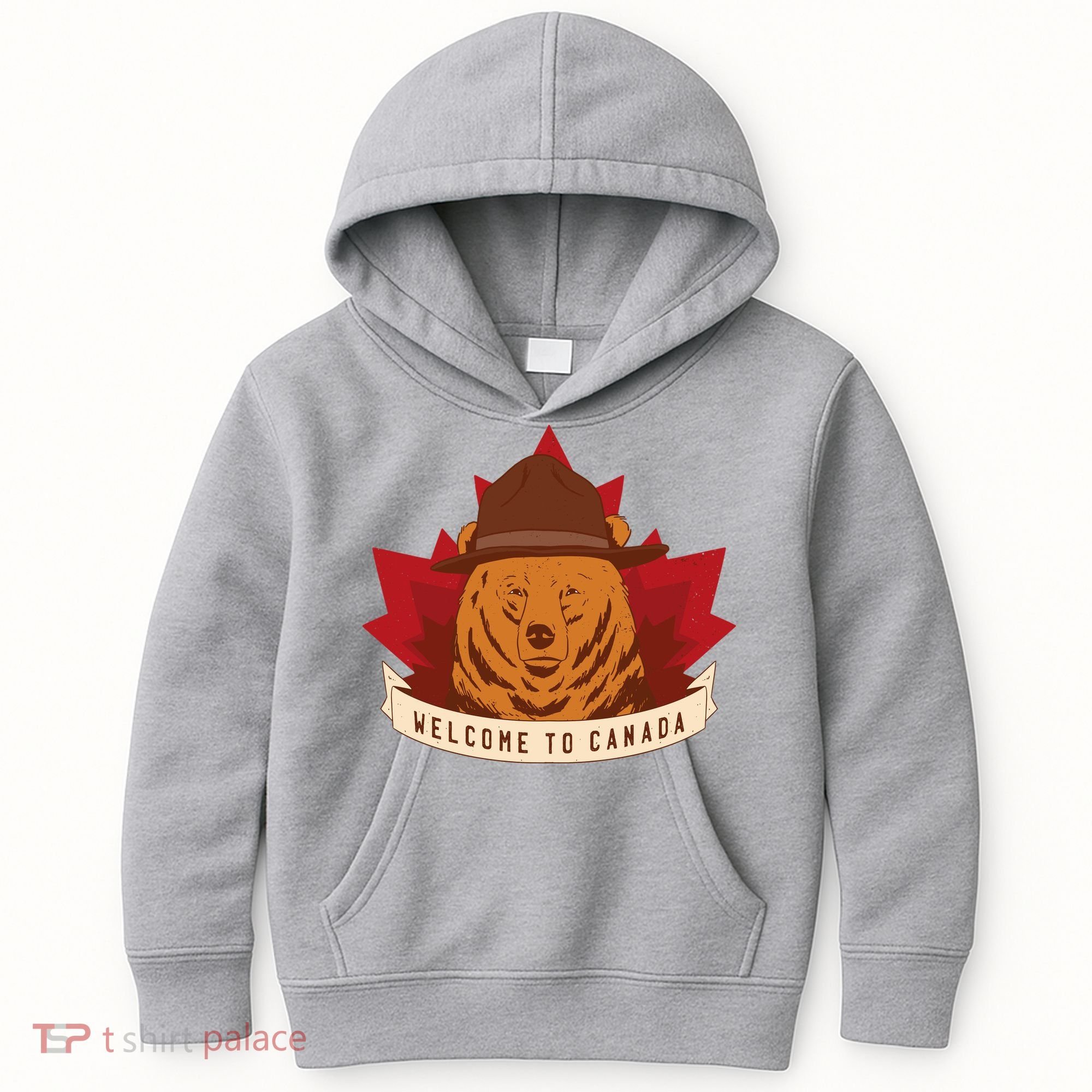 Welcome To Canada Maple Leaf Bear Kids Hoodie