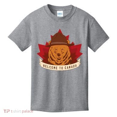 Welcome To Canada Maple Leaf Bear Kids T-Shirt