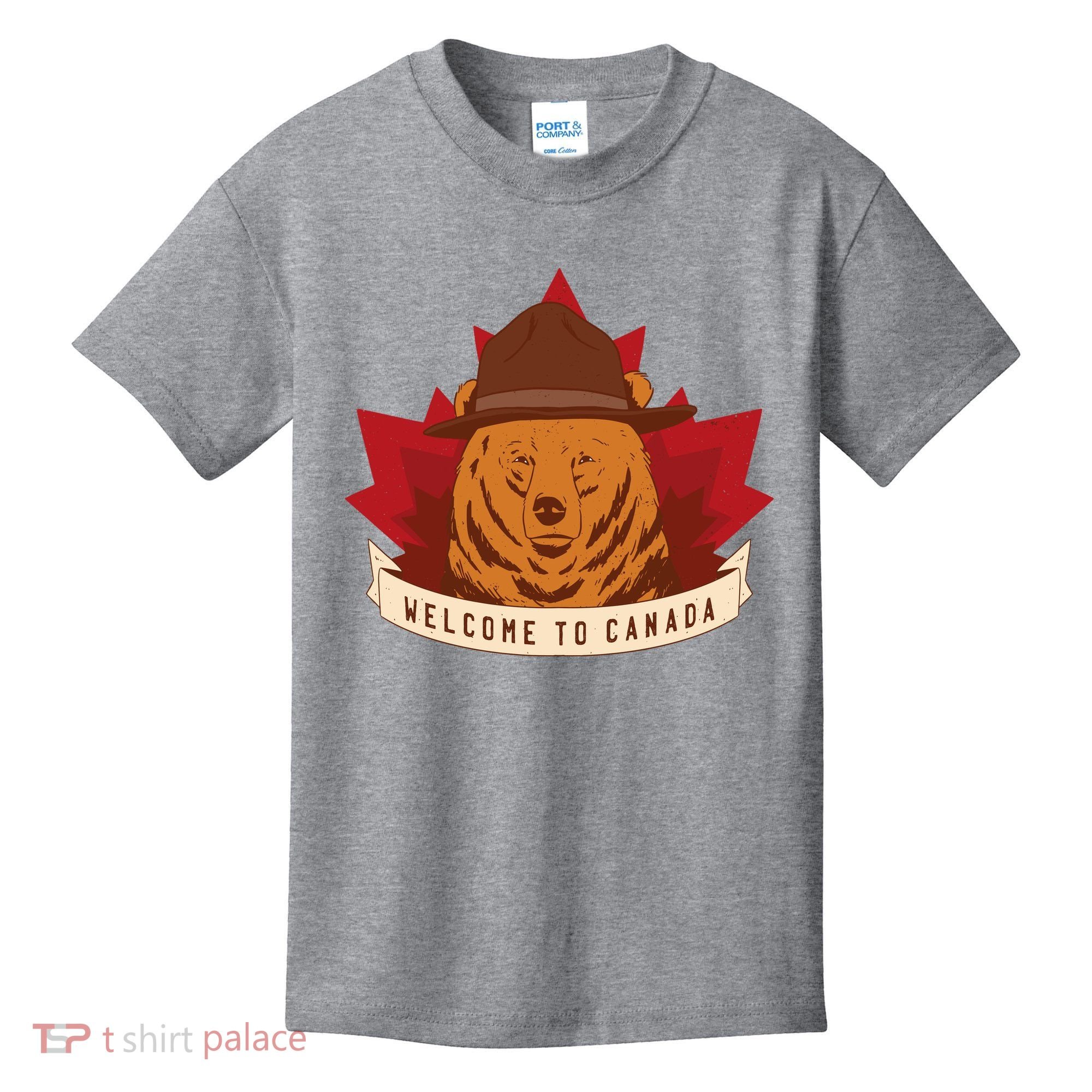 Welcome To Canada Maple Leaf Bear Kids T-Shirt