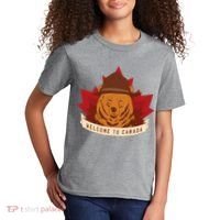 Welcome To Canada Maple Leaf Bear Kids T-Shirt thumb 2