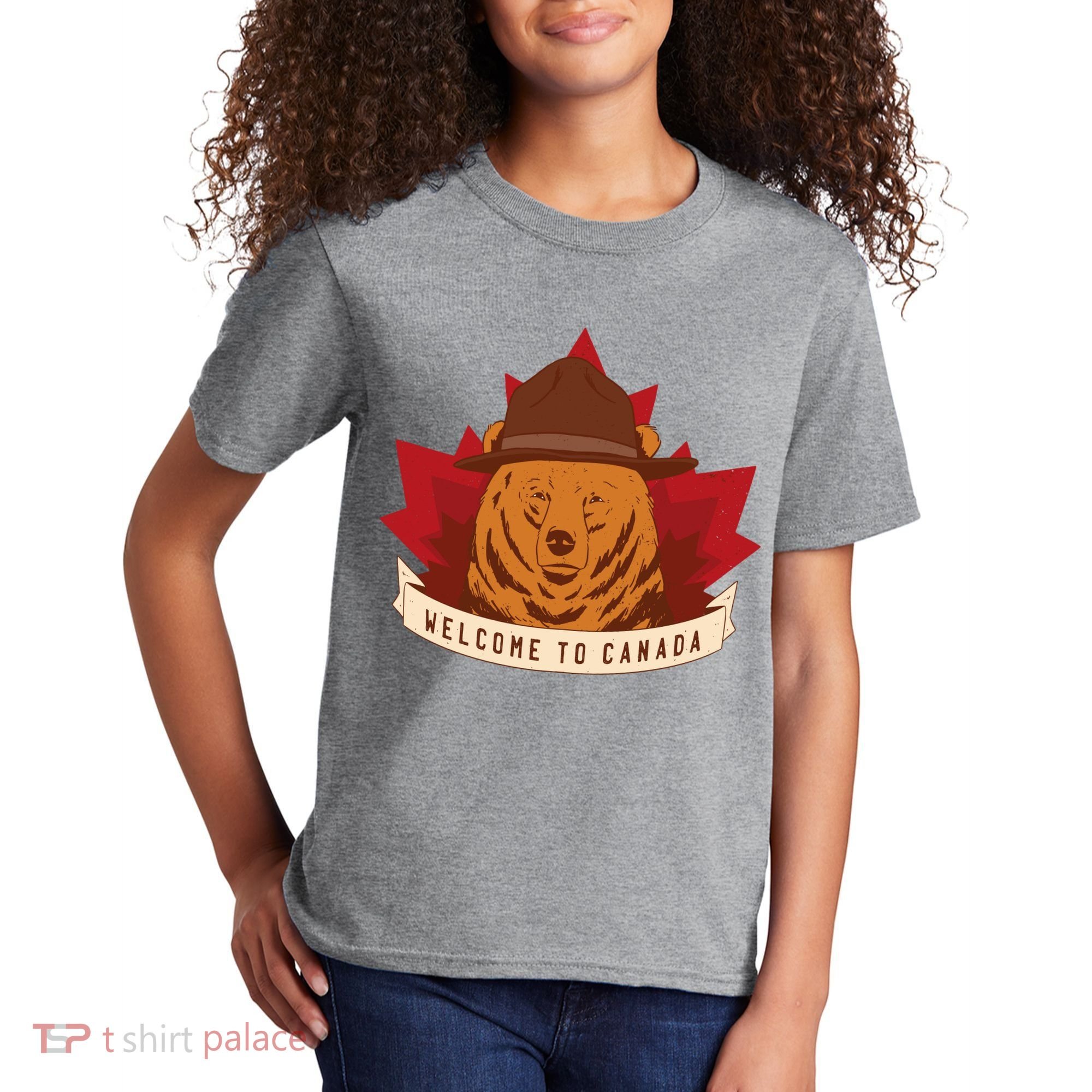 Welcome To Canada Maple Leaf Bear Kids T-Shirt