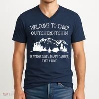 Welcome To Camp Quitcherbitchin Camp Camper Camping Graphic V-Neck T-Shirt thumb 2
