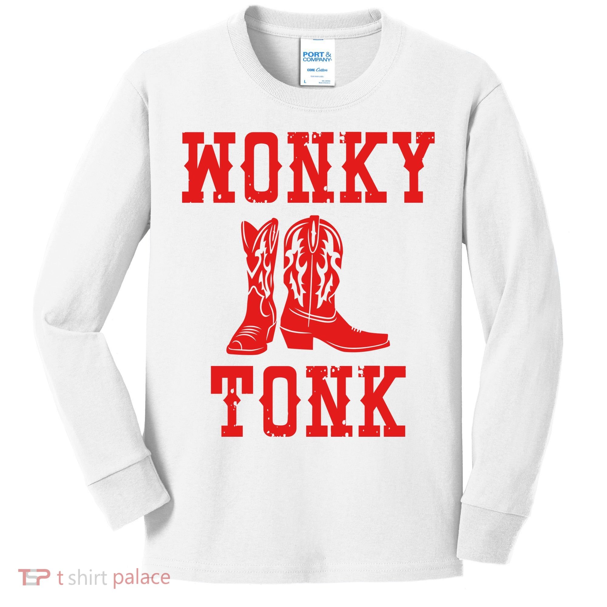Wonky Tonk Cowboy Boots Kids Long Sleeve Shirt
