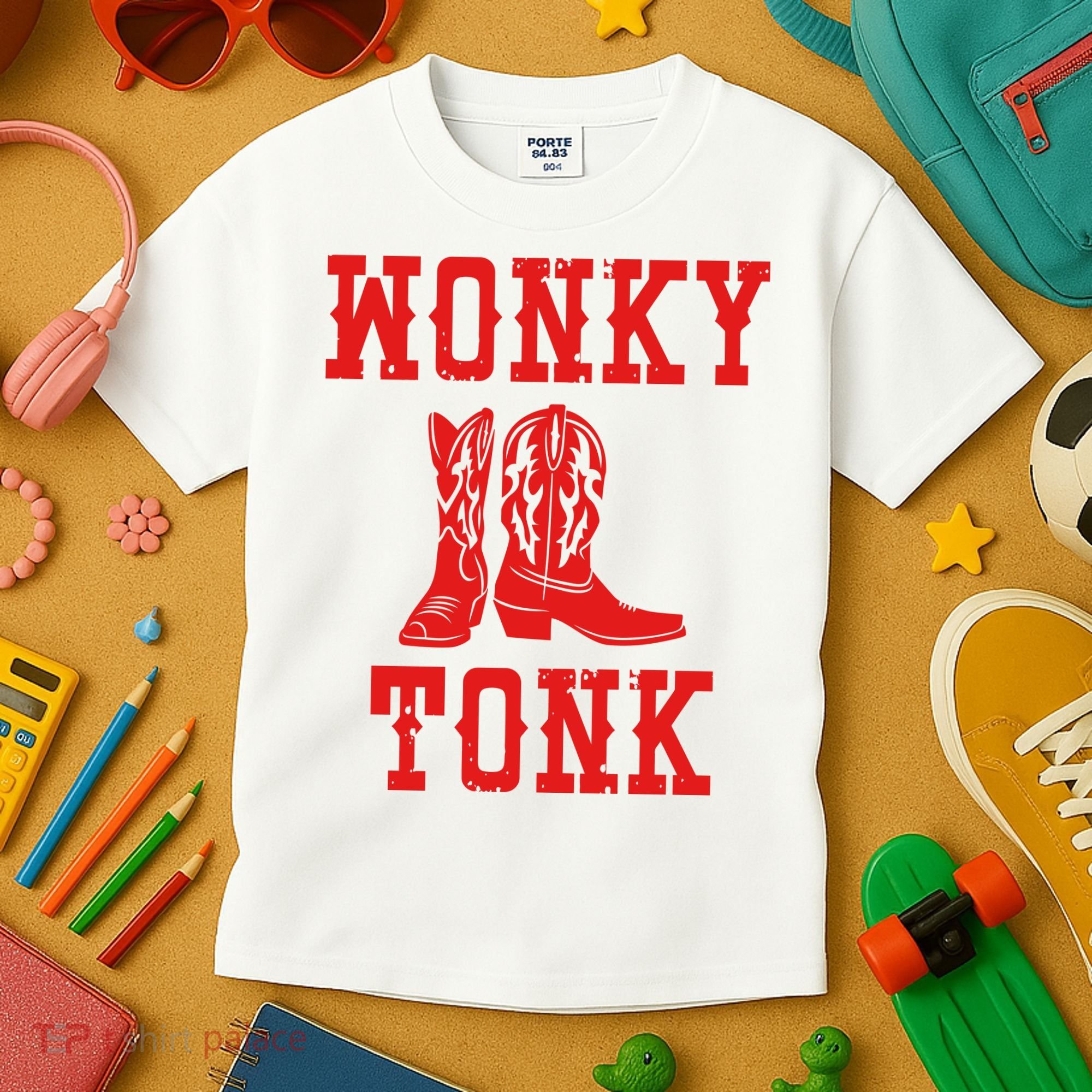 Wonky Tonk Cowboy Boots Kids T-Shirt