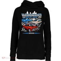 Woodward Timeless Cruisin Motor City Muscle 2025 Womens Funnel Neck Pullover Hood thumb 0