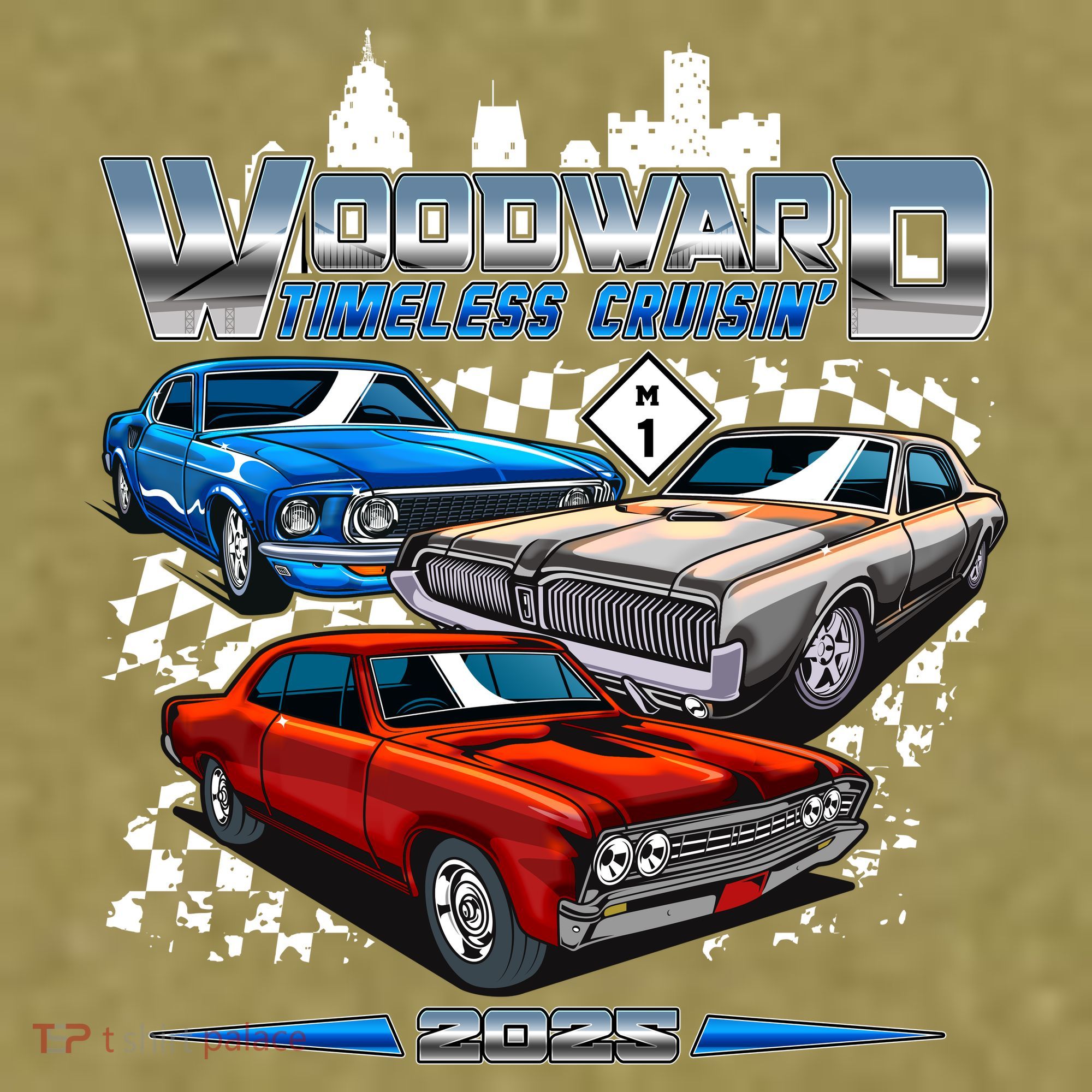 Woodward Timeless Cruisin Motor City Muscle 2025 Garment-Dyed Women's Muscle Tee