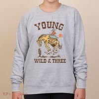 Wild & Three Cow Western Rodeo 3rd Birthday Women's Sweatshirt thumb 0
