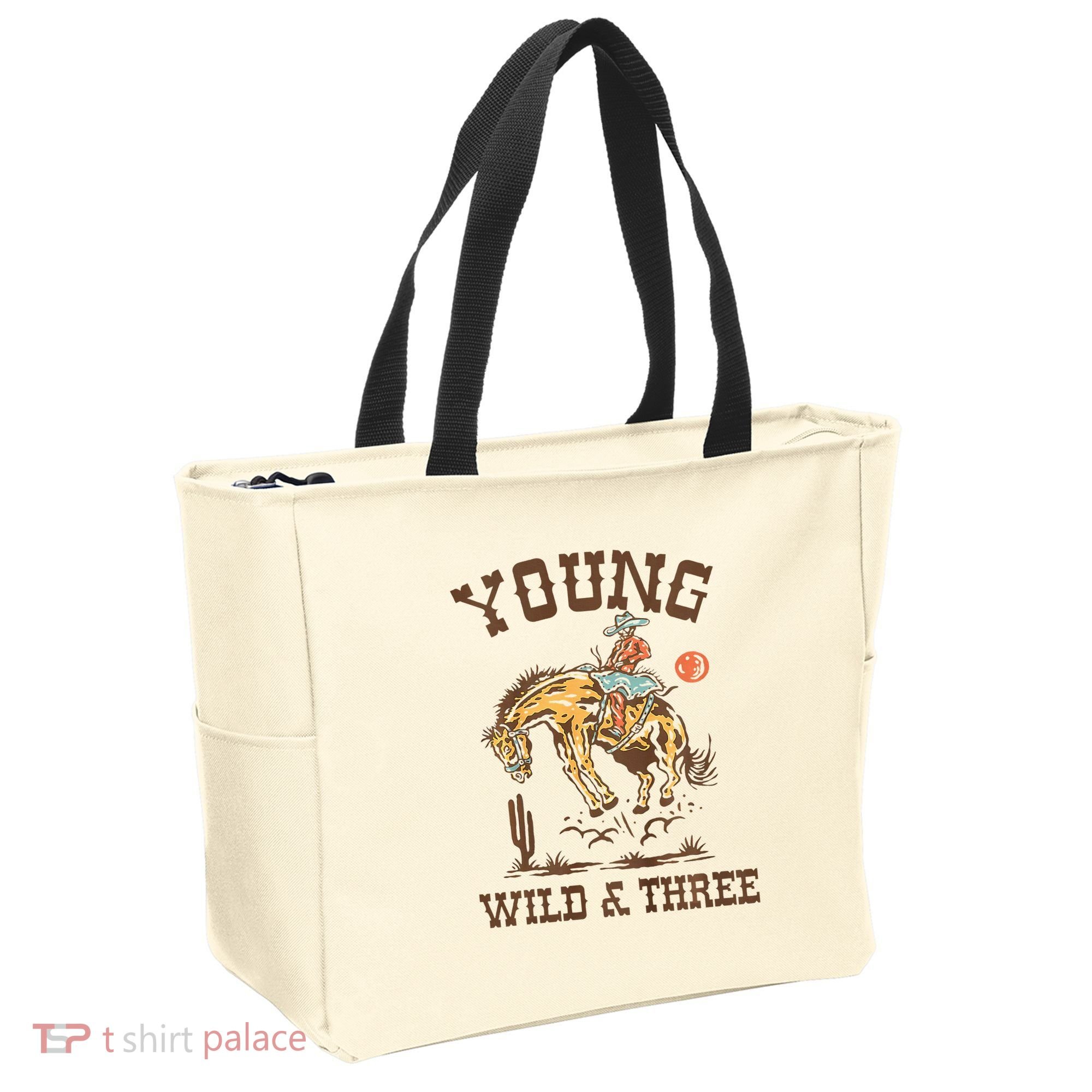 Wild & Three Cow Western Rodeo 3rd Birthday Tote Bag