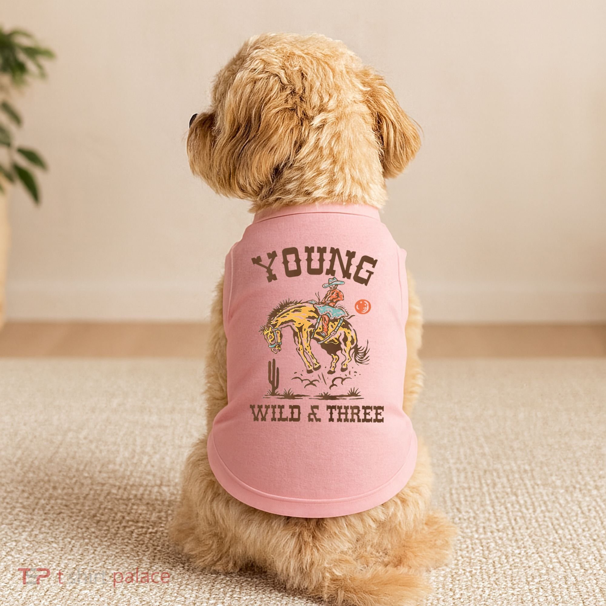 Wild & Three Cow Western Rodeo 3rd Birthday Doggie Tank
