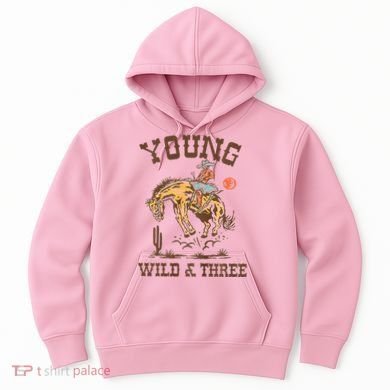 Wild & Three Cow Western Rodeo 3rd Birthday Hoodie