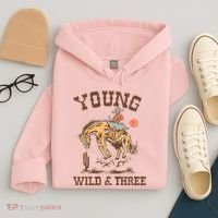 Wild & Three Cow Western Rodeo 3rd Birthday Hoodie thumb 4