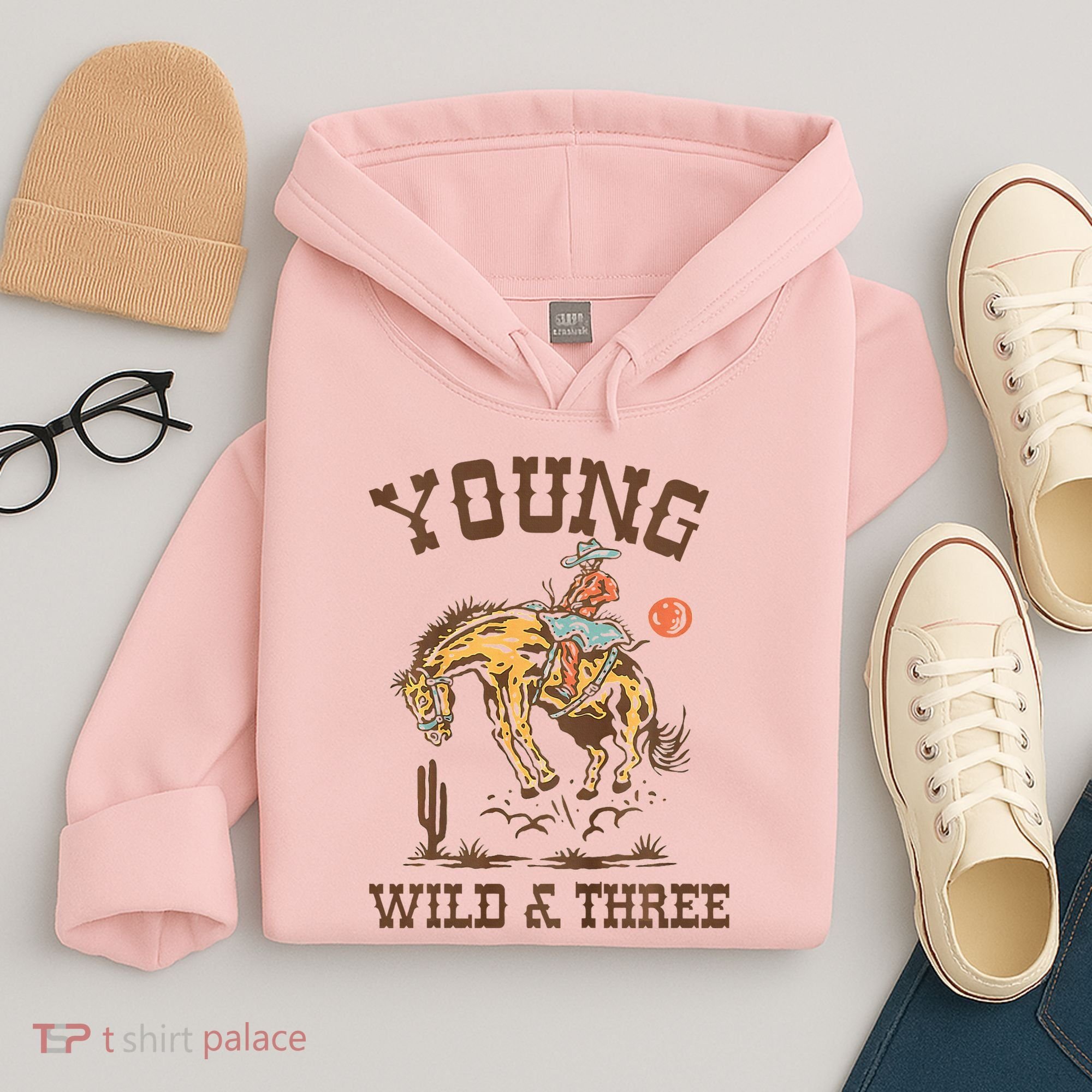 Wild & Three Cow Western Rodeo 3rd Birthday Hoodie