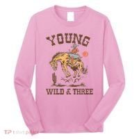 Wild & Three Cow Western Rodeo 3rd Birthday Long Sleeve Shirt thumb 0