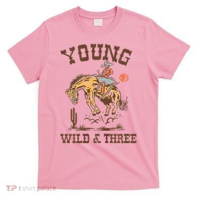 Wild & Three Cow Western Rodeo 3rd Birthday T-Shirt