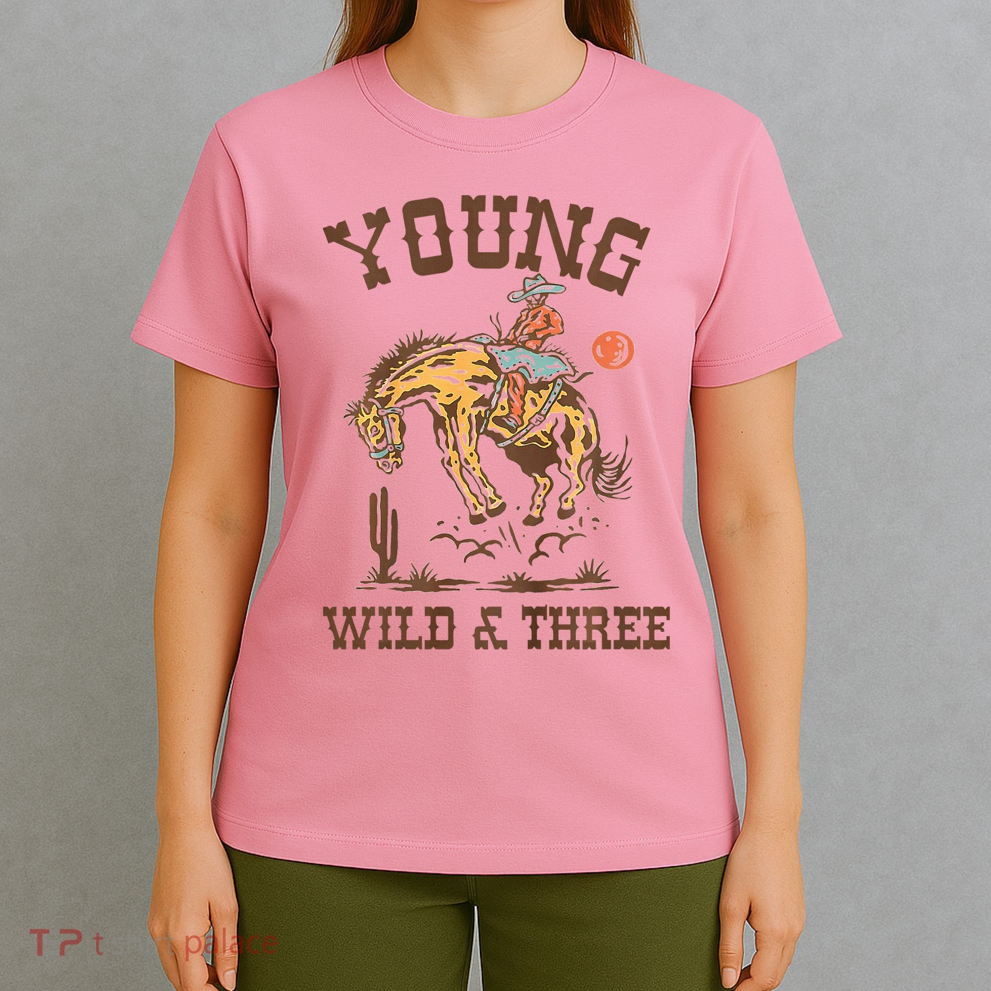 Wild & Three Cow Western Rodeo 3rd Birthday T-Shirt