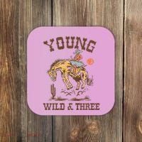 Wild & Three Cow Western Rodeo 3rd Birthday Coaster thumb 0