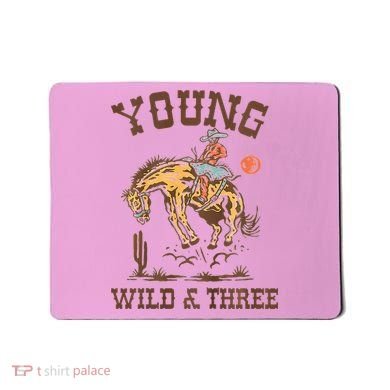 Wild & Three Cow Western Rodeo 3rd Birthday Mousepad
