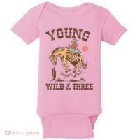 Wild & Three Cow Western Rodeo 3rd Birthday Baby Bodysuit thumb 0
