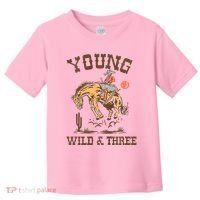 Wild & Three Cow Western Rodeo 3rd Birthday Toddler T-Shirt thumb 0