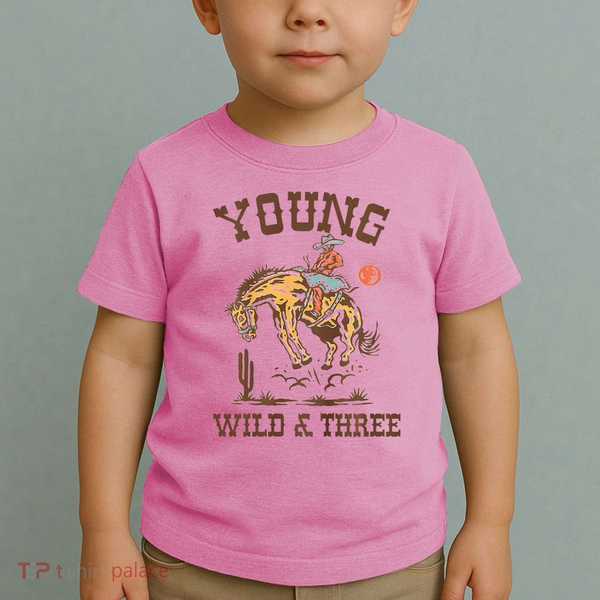 Wild & Three Cow Western Rodeo 3rd Birthday Toddler T-Shirt