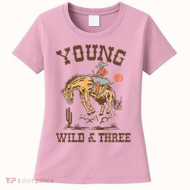 Wild & Three Cow Western Rodeo 3rd Birthday Women's T-Shirt