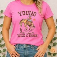 Wild & Three Cow Western Rodeo 3rd Birthday Women's T-Shirt thumb 2
