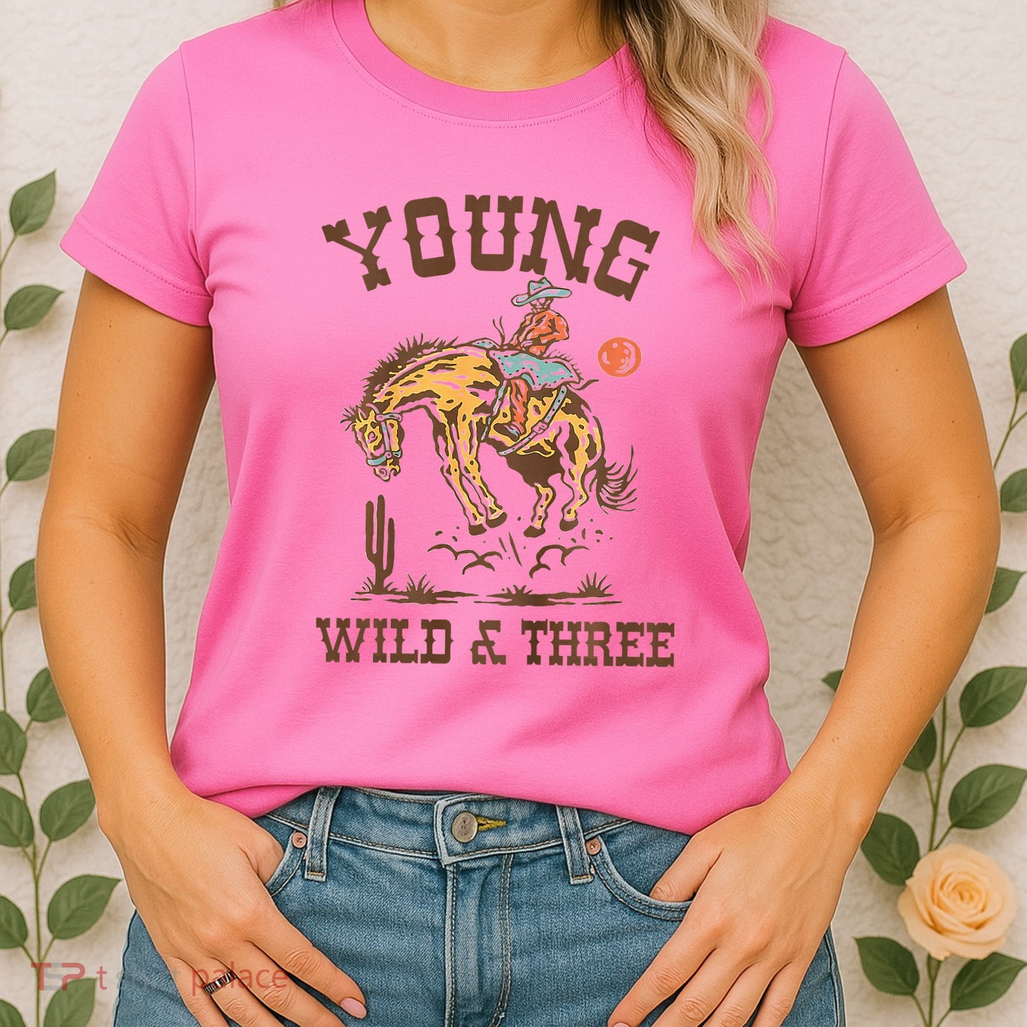 Wild & Three Cow Western Rodeo 3rd Birthday Women's T-Shirt