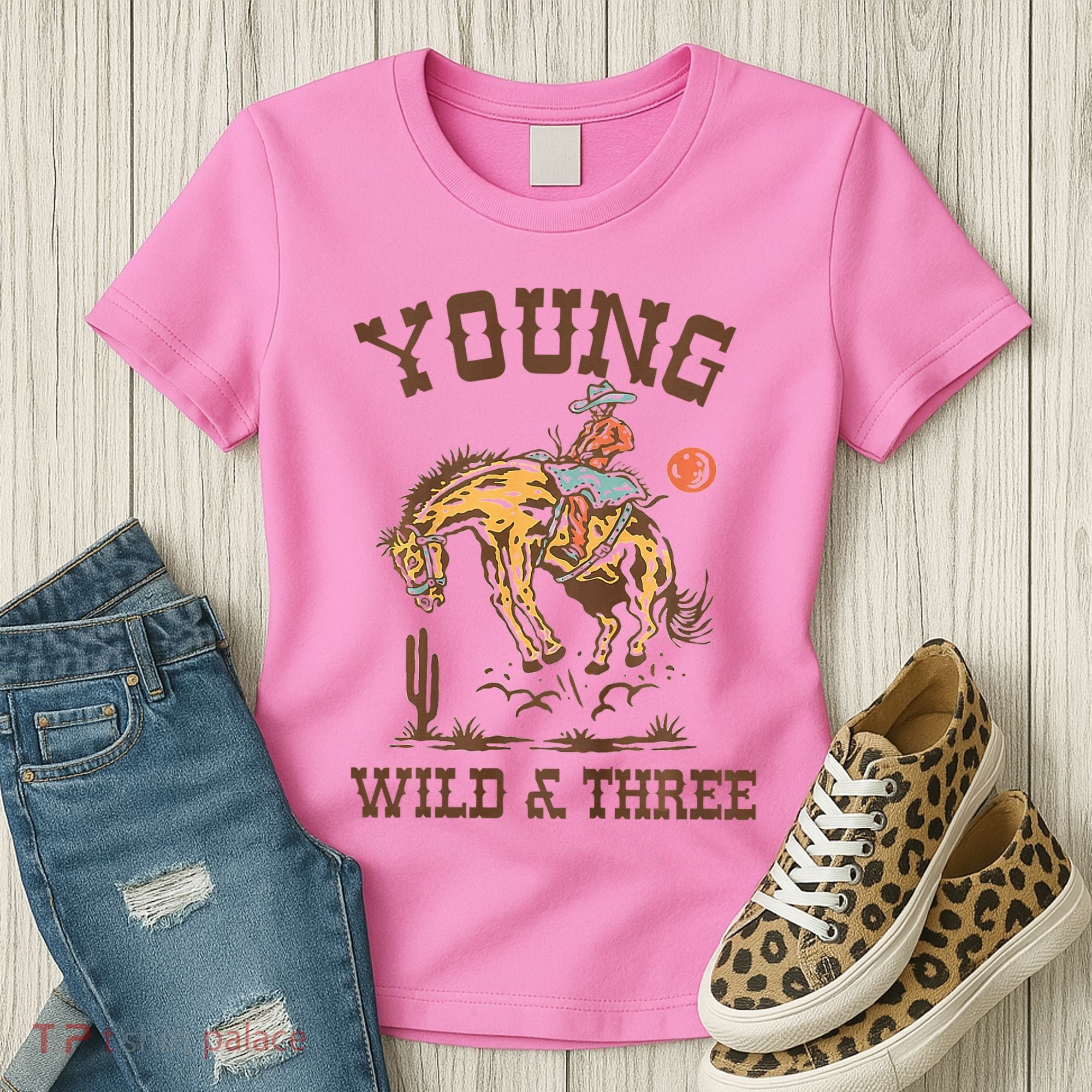Wild & Three Cow Western Rodeo 3rd Birthday Women's T-Shirt