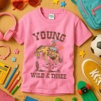 Wild & Three Cow Western Rodeo 3rd Birthday Kids T-Shirt thumb 3