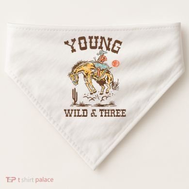 Wild & Three Cow Western Rodeo 3rd Birthday USA-Made Doggie Bandana