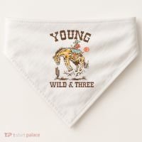 Wild & Three Cow Western Rodeo 3rd Birthday USA-Made Doggie Bandana thumb 0