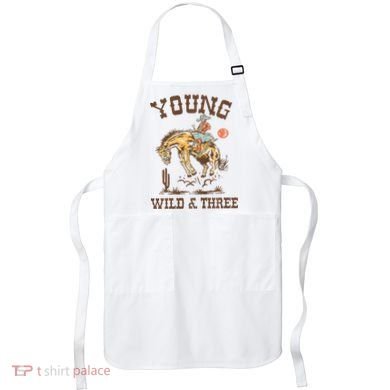 Wild & Three Cow Western Rodeo 3rd Birthday Apron