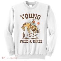 Wild & Three Cow Western Rodeo 3rd Birthday Sweatshirt thumb 0