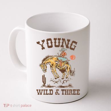Wild & Three Cow Western Rodeo 3rd Birthday Coffee Mug