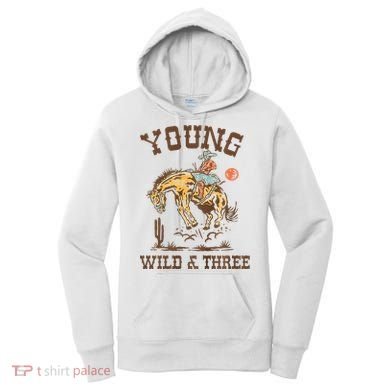 Wild & Three Cow Western Rodeo 3rd Birthday Women's Hoodie
