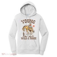 Wild & Three Cow Western Rodeo 3rd Birthday Women's Hoodie thumb 0