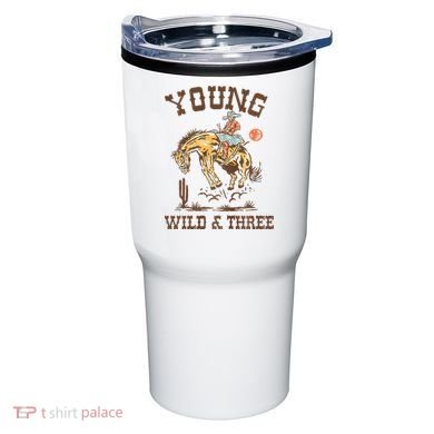 Wild & Three Cow Western Rodeo 3rd Birthday Tumbler