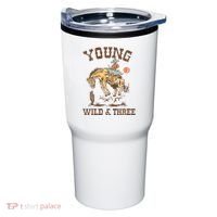 Wild & Three Cow Western Rodeo 3rd Birthday Tumbler thumb 0