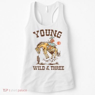 Wild & Three Cow Western Rodeo 3rd Birthday Women's Tank Top