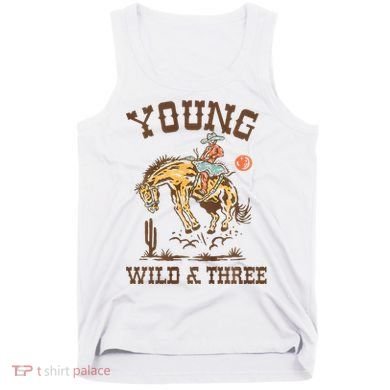 Wild & Three Cow Western Rodeo 3rd Birthday Tank Top