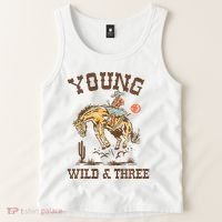 Wild & Three Cow Western Rodeo 3rd Birthday Tank Top thumb 2
