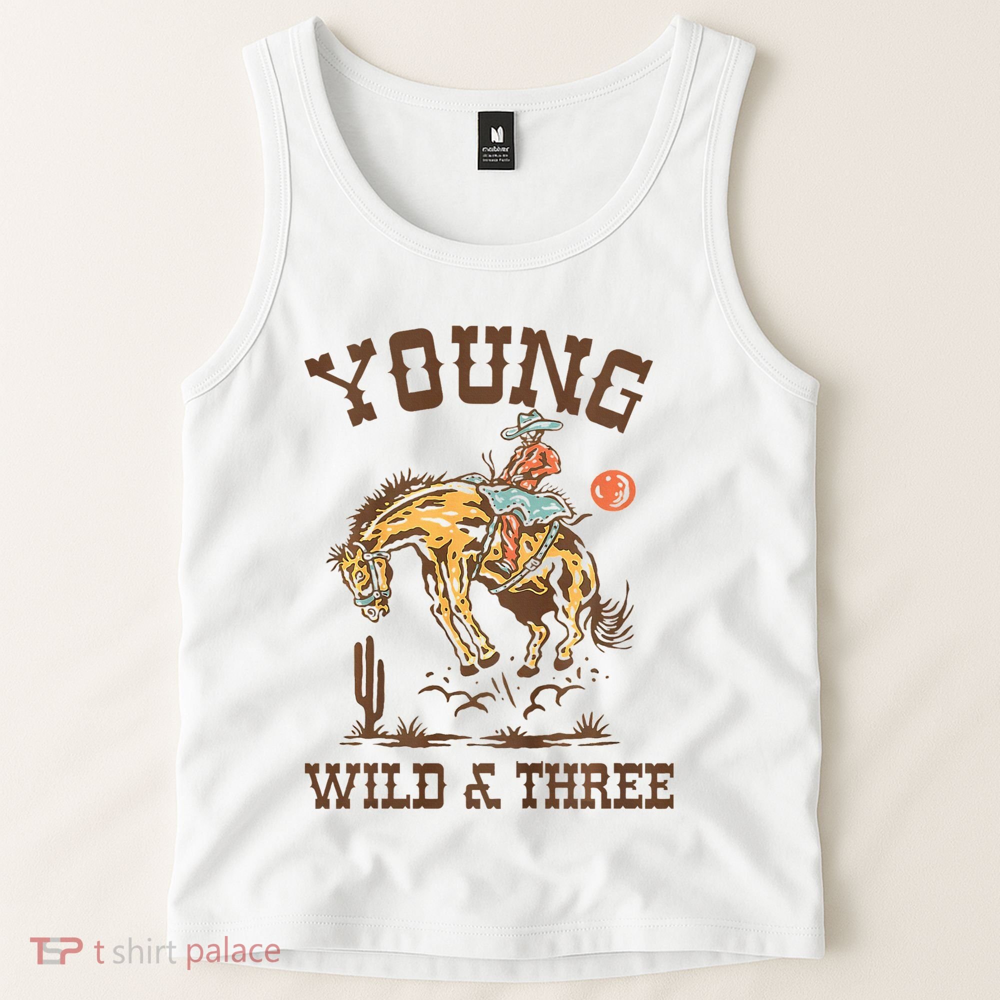 Wild & Three Cow Western Rodeo 3rd Birthday Tank Top