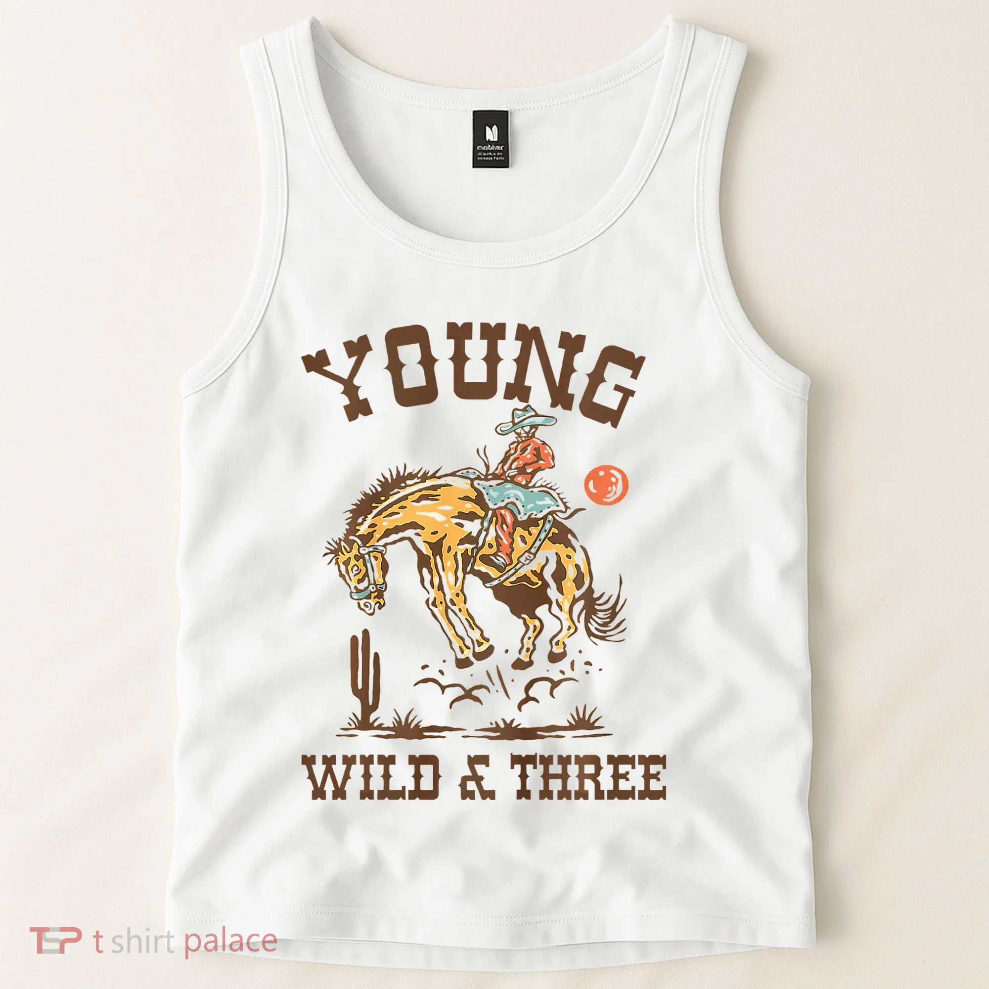 Wild & Three Cow Western Rodeo 3rd Birthday Tank Top